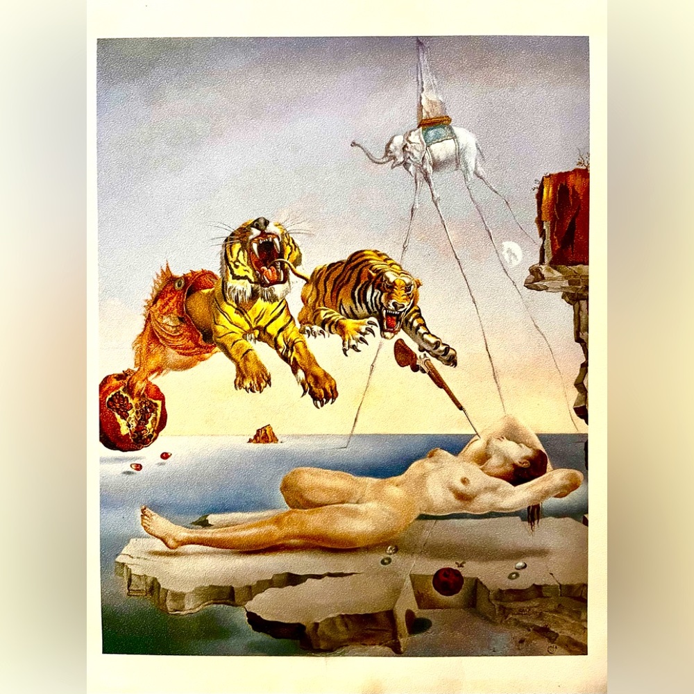 French museum quality Dali print of 1944 surrealist Dream Caused By a Bee Flight